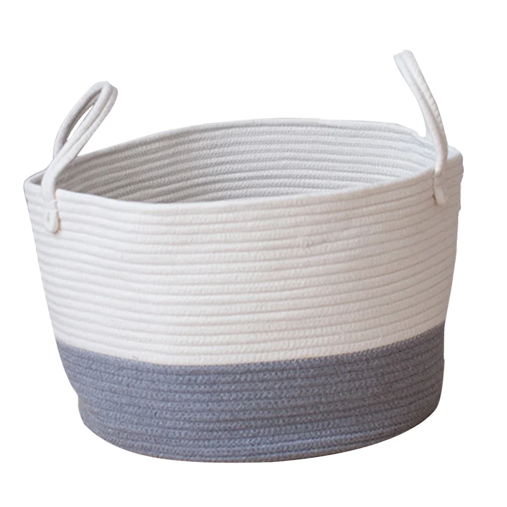 2x Cotton Weaving Storage Basket Rattan Storage Box For Cosmetics Basket Organizer Sundries Laundry Toys Storage Basket