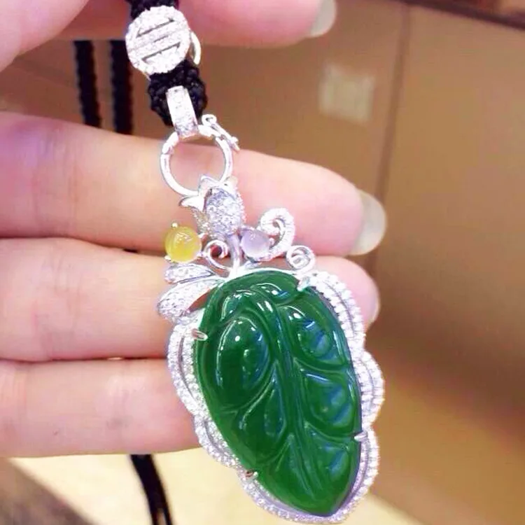 Silver Chalcedony Large Leaves Necklace Highest Market Version