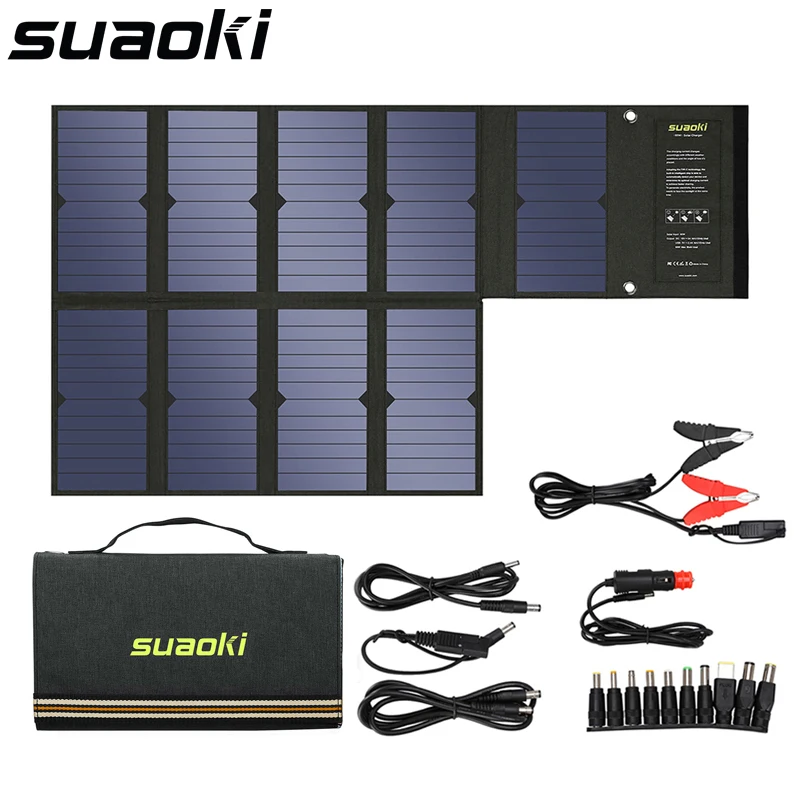 Suaoki 60W Solar Panel 5V USB and 18V DC Output Portable Foldable Power Bank Solar Charger for Smartphone Laptop
Suaoki 60W Solar Panel 5V USB and 18V DC Output Portable Foldable Power Bank Solar Charger for Smartphone Laptop