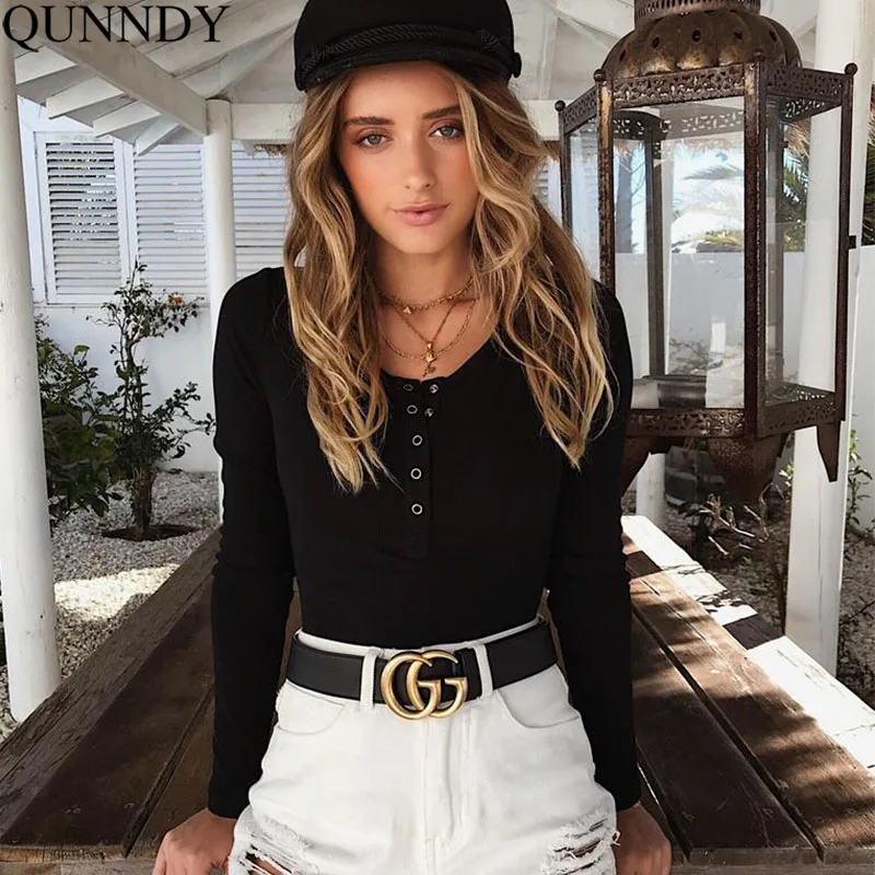 Qunndy Rompers Womens Jumpsuit Cotton Long Sleeve O Neck Skinny Bodysuit 2018 Autumn Winter Women Black Solid Sexy Body Suit
Qunndy Rompers Womens Jumpsuit Cotton Long Sleeve O Neck Skinny Bodysuit 2018 Autumn Winter Women Black Solid Sexy Body Suit