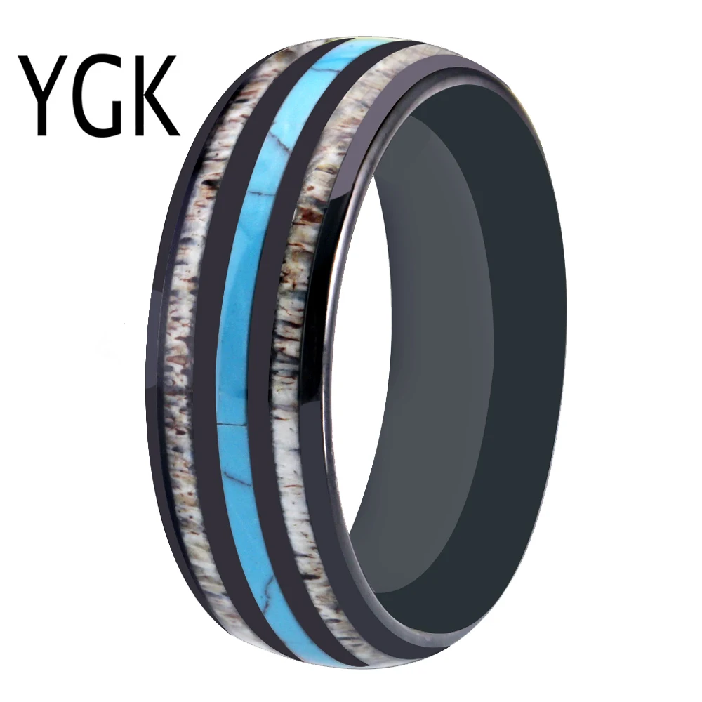 YGK JEWELRY 8MM Men's Black Tungsten Carbide Ring Wedding Band for Engagement Anniversary Gift Real Antler Turquoise Inlay Ring
YGK JEWELRY 8MM Men's Black Tungsten Carbide Ring Wedding Band for Engagement Anniversary Gift Real Antler Turquoise Inlay Ring