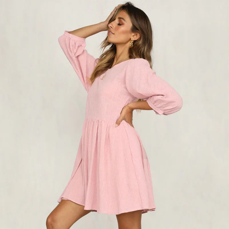 Women Dress Fashion Spring Autumn Round Neck Solid Color Slim Waisted Three Quarter Comfortable Dress
Women Dress Fashion Spring Autumn Round Neck Solid Color Slim Waisted Three Quarter Comfortable Dress