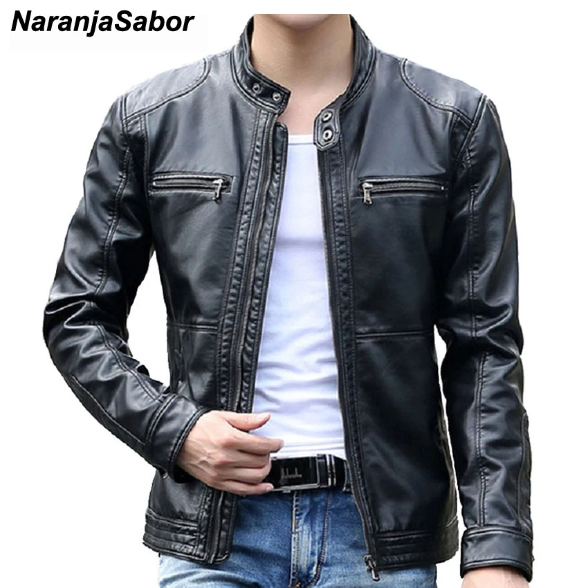 NaranjaSabor Spring Autumn Men's Leather Jackets Stand Collar Coats Male Motorcycle Slim Outerwear Mens Brand Clothing 5XL N403
NaranjaSabor Spring Autumn Men's Leather Jackets Stand Collar Coats Male Motorcycle Slim Outerwear Mens Brand Clothing 5XL N403