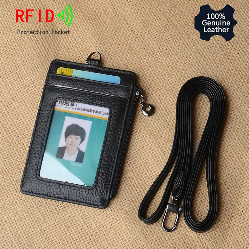 Bifold ID Badge Holder With Lanyard Genuine Leather Card Wallet 5 Card & Slot 1 Side Rfid Blocking Zipper Pocket Slim Card Case
Bifold ID Badge Holder With Lanyard Genuine Leather Card Wallet 5 Card & Slot 1 Side Rfid Blocking Zipper Pocket Slim Card Case