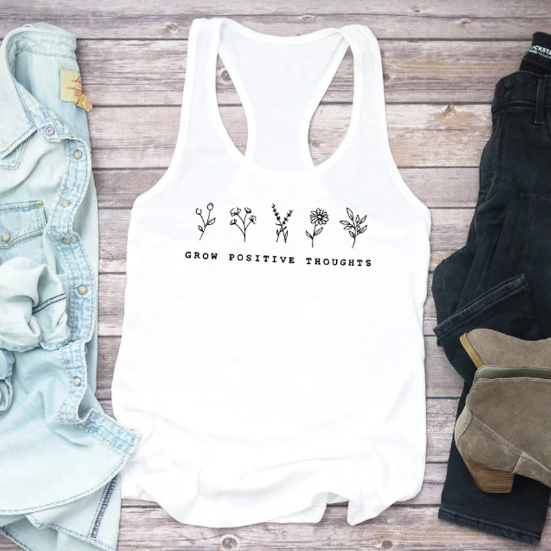 Vest Grow Positive Thoughts Tank Tops Women's Racerback Aesthetic Botanical Print Tank Fashion Summer Inspired Workout Tee Shirt
Vest Grow Positive Thoughts Tank Tops Women's Racerback Aesthetic Botanical Print Tank Fashion Summer Inspired Workout Tee Shirt