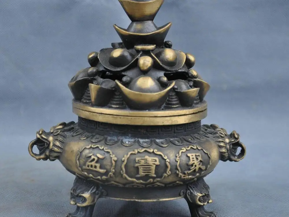 6" Marked China Bronze Treasure Bowl Yuanbao Ingot Dragon Incense Burner Censer
6" Marked China Bronze Treasure Bowl Yuanbao Ingot Dragon Incense Burner Censer