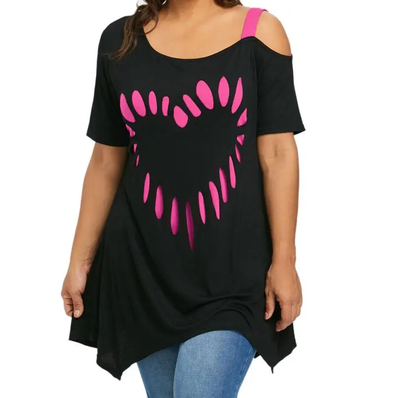 Feitong Large Size Women Summer T Shirt Love Printing Shirt Short Sleeve Cold Shoulder Casual Loose Shirt Female Inregular Tops
Feitong Large Size Women Summer T Shirt Love Printing Shirt Short Sleeve Cold Shoulder Casual Loose Shirt Female Inregular Tops