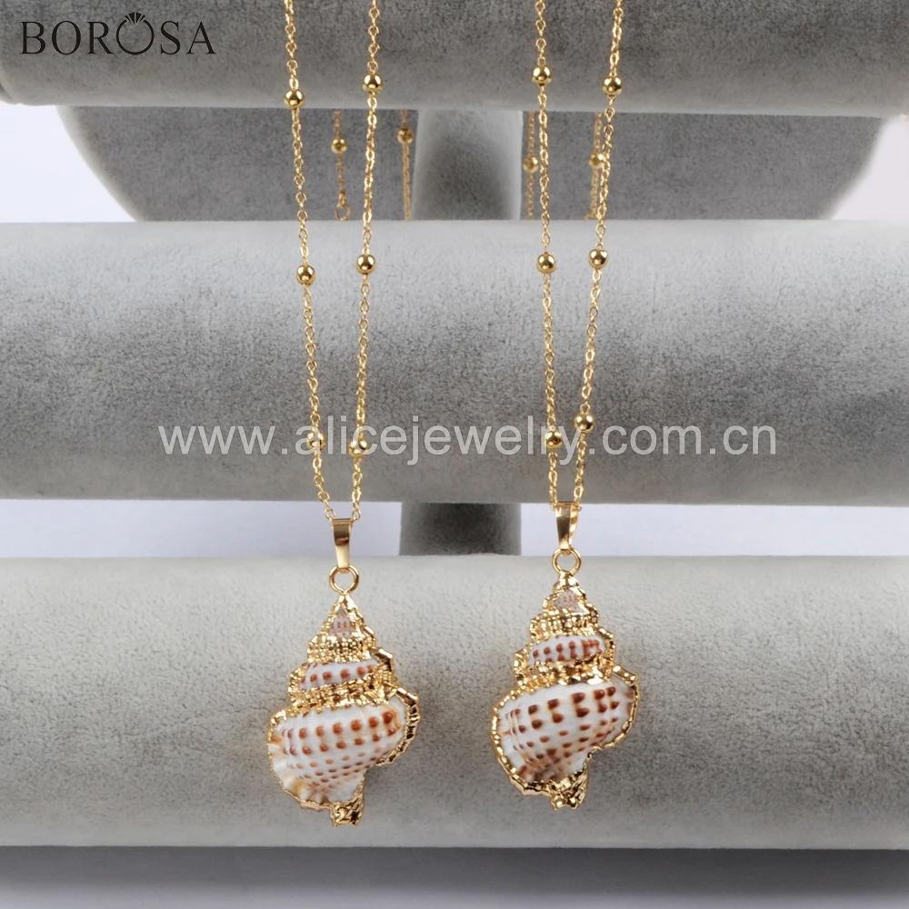 BOROSA wholesale Gold Trim Natural Whole Conch Shell Pendant Necklaces 20" Sea Snail Shell Gold Chain Necklace Jewelry G1729-N
BOROSA wholesale Gold Trim Natural Whole Conch Shell Pendant Necklaces 20" Sea Snail Shell Gold Chain Necklace Jewelry G1729-N