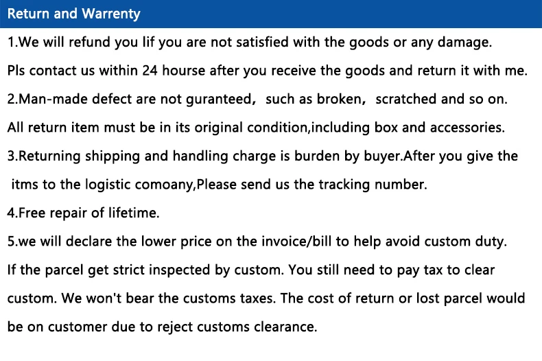 return and Warrenty
