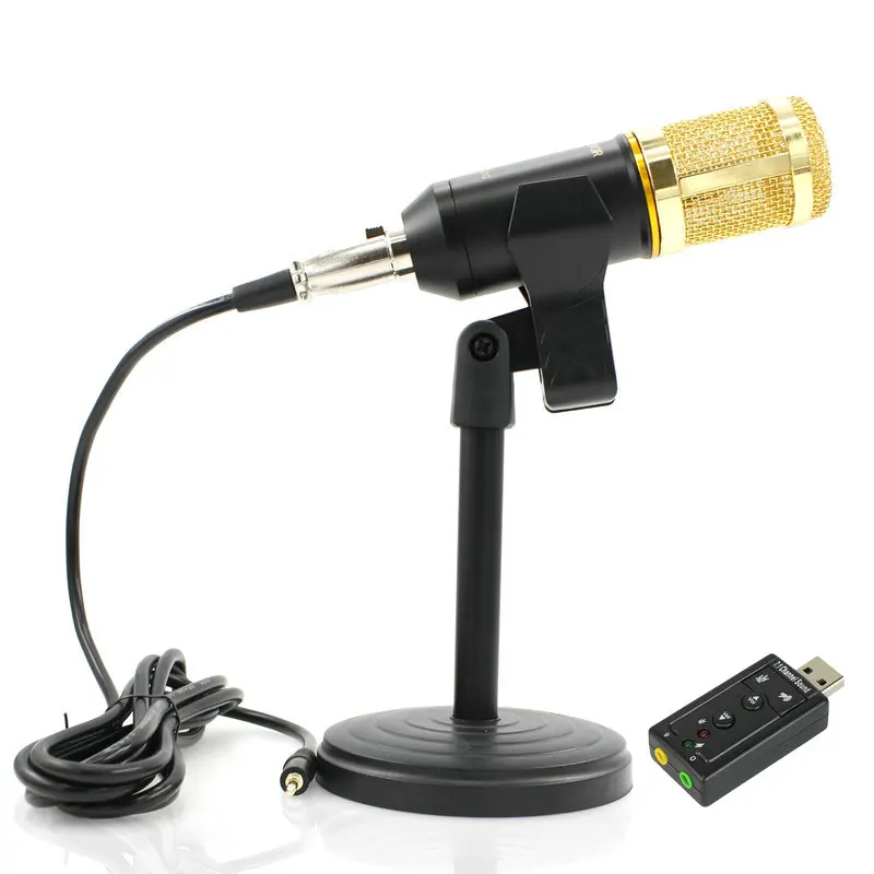 

BM-800 Dynamic Condenser Wired Microphone Mic Sound Studio for Recording Kit KTV Karaoke with Desktop Stand