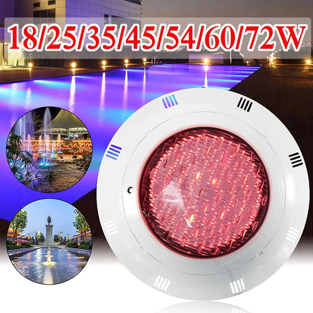 RGB LED Swimming Pool Underrwater LED Light 18/25/35/45/54/60/72W 7 Color Wall Mounted Pond Lighting + Remote Control
RGB LED Swimming Pool Underrwater LED Light 18/25/35/45/54/60/72W 7 Color Wall Mounted Pond Lighting + Remote Control