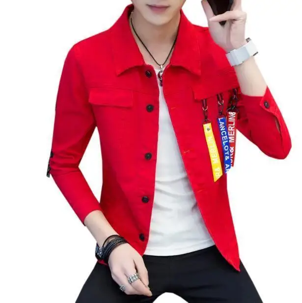 #3404 Spring 2020 Slim Denim Jacket Men Ribbons Streetwear Casual Red Black Jeans Jackets Homme Streetwear Hip Hop Jacket
#3404 Spring 2020 Slim Denim Jacket Men Ribbons Streetwear Casual Red Black Jeans Jackets Homme Streetwear Hip Hop Jacket