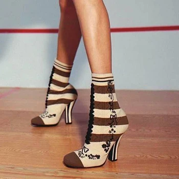 Embroider Knit Sock Boots Women Mid-Calf Round Toe Striped High Heel Boots Strange Heel Women Winter Warm Boots SWE0067
Embroider Knit Sock Boots Women Mid-Calf Round Toe Striped High Heel Boots Strange Heel Women Winter Warm Boots SWE0067