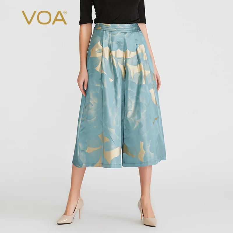 VOA Lake Blue New Irregular Pleated Design Atmosphere Slim Middle Waist Silk Wide Leg Pants K933
VOA Lake Blue New Irregular Pleated Design Atmosphere Slim Middle Waist Silk Wide Leg Pants K933