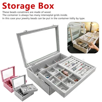 Storage Box Organizer Jewelry Display Velvet Gray Carrying Case with Glass Cover Jewelry Ring neck Display Box
Storage Box Organizer Jewelry Display Velvet Gray Carrying Case with Glass Cover Jewelry Ring neck Display Box