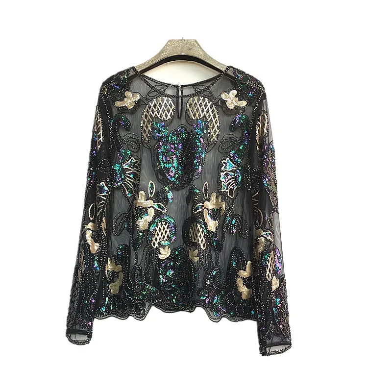 2019 Floral Beading Sequined Blouse Women's Fashion Long Sleeve Perspective Mesh Lace Tops
2019 Floral Beading Sequined Blouse Women's Fashion Long Sleeve Perspective Mesh Lace Tops