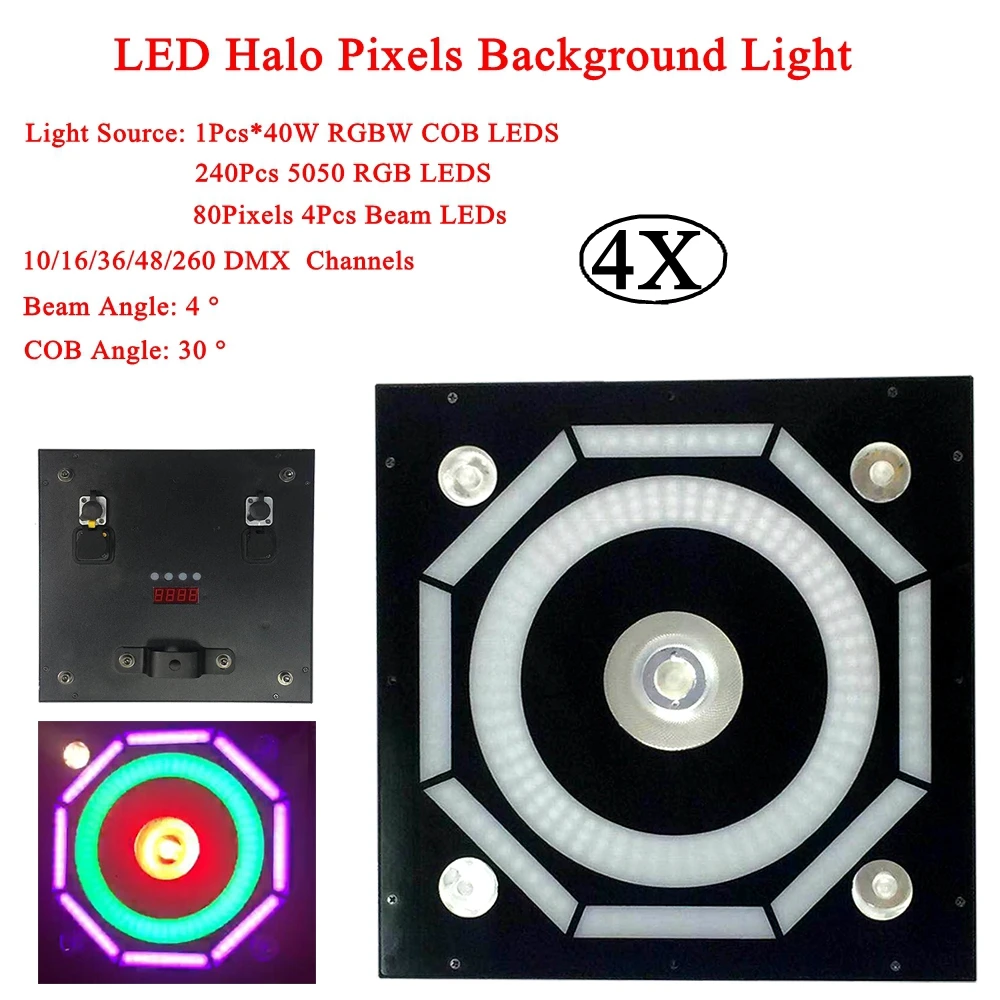 4Pcs/Lot Stage DJ Lighting Equipment LED Halo Pixels Background Lights DMX 512 Flashing Lights Dance Club Party Disco Light
4Pcs/Lot Stage DJ Lighting Equipment LED Halo Pixels Background Lights DMX 512 Flashing Lights Dance Club Party Disco Light
