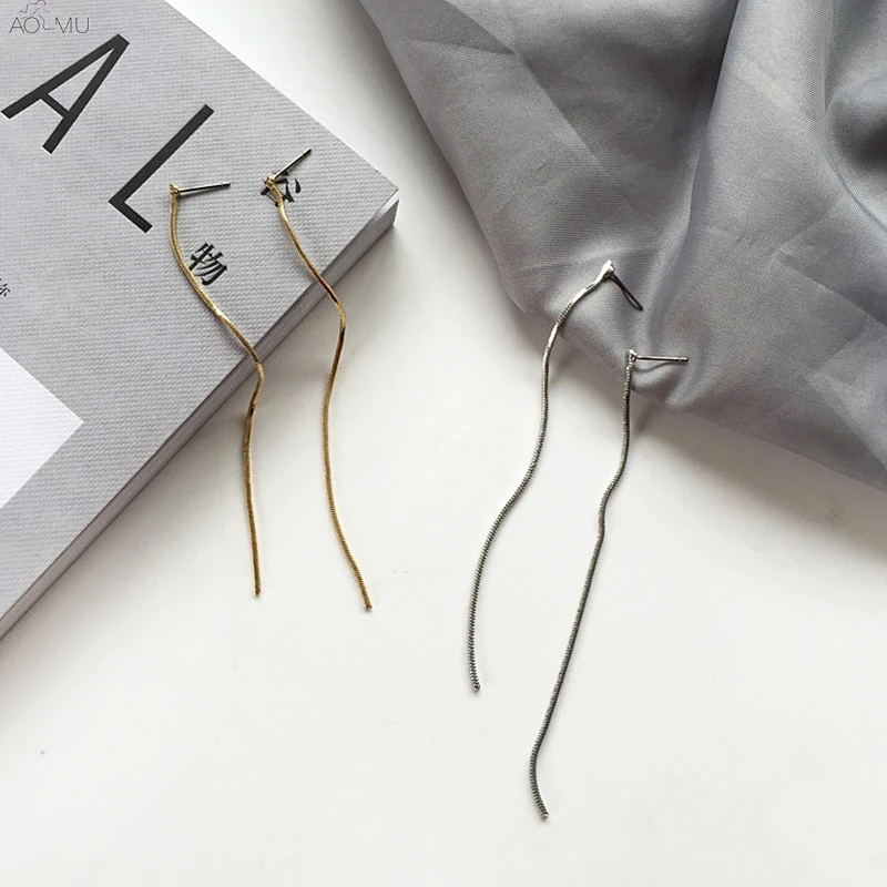 AOMU Simple Fashion Golden Silver Metal Long Chain Tassel Dangle Drop Earrings Gift for Women Girl Party Jewelry Accessories
AOMU Simple Fashion Golden Silver Metal Long Chain Tassel Dangle Drop Earrings Gift for Women Girl Party Jewelry Accessories