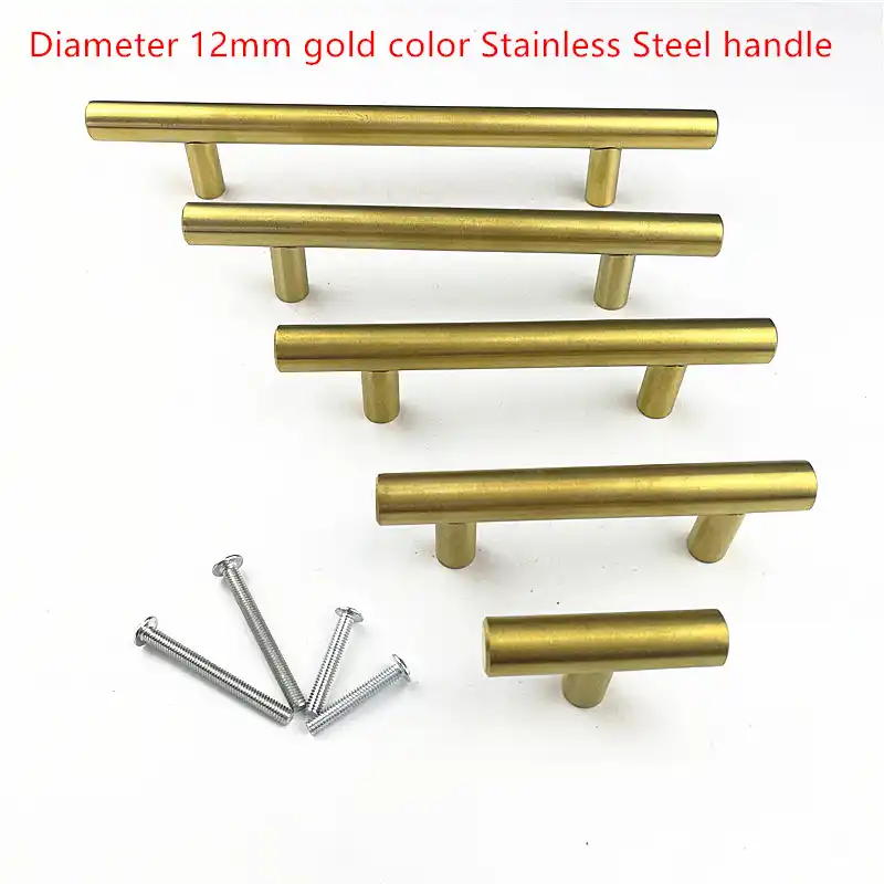 Diameter 12mm Gold Stainless Steel Kitchen Cabinet Door Handle