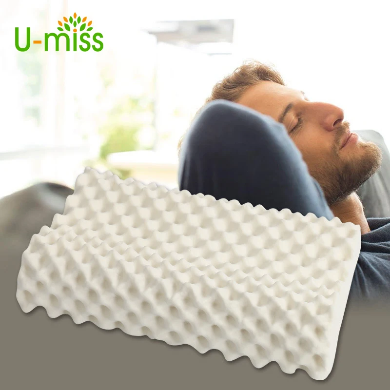 Image U Miss Men Soft Memory Massage Latex Orthopedic Pillows Neck Support Massage Particles Promote Deep Sleep Pillow