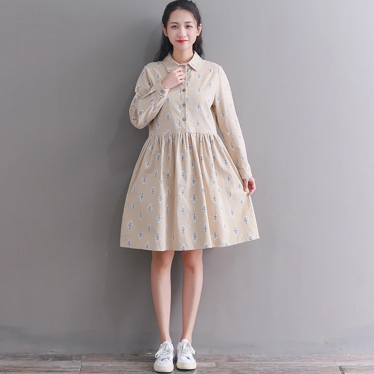 Spring autumn leaf print kawaii dress new fashion preppy style long sleeve beige pink cute cotton mini dress
Spring autumn leaf print kawaii dress new fashion preppy style long sleeve beige pink cute cotton mini dress