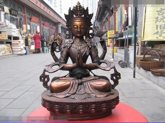 Elegant old S0323 Tibet Buddhism Red Bronze Four armed Avalokitesvara Kwan-Yin Guan Yin statuary statue (A0322) A0403
Elegant old S0323 Tibet Buddhism Red Bronze Four armed Avalokitesvara Kwan-Yin Guan Yin statuary statue (A0322) A0403