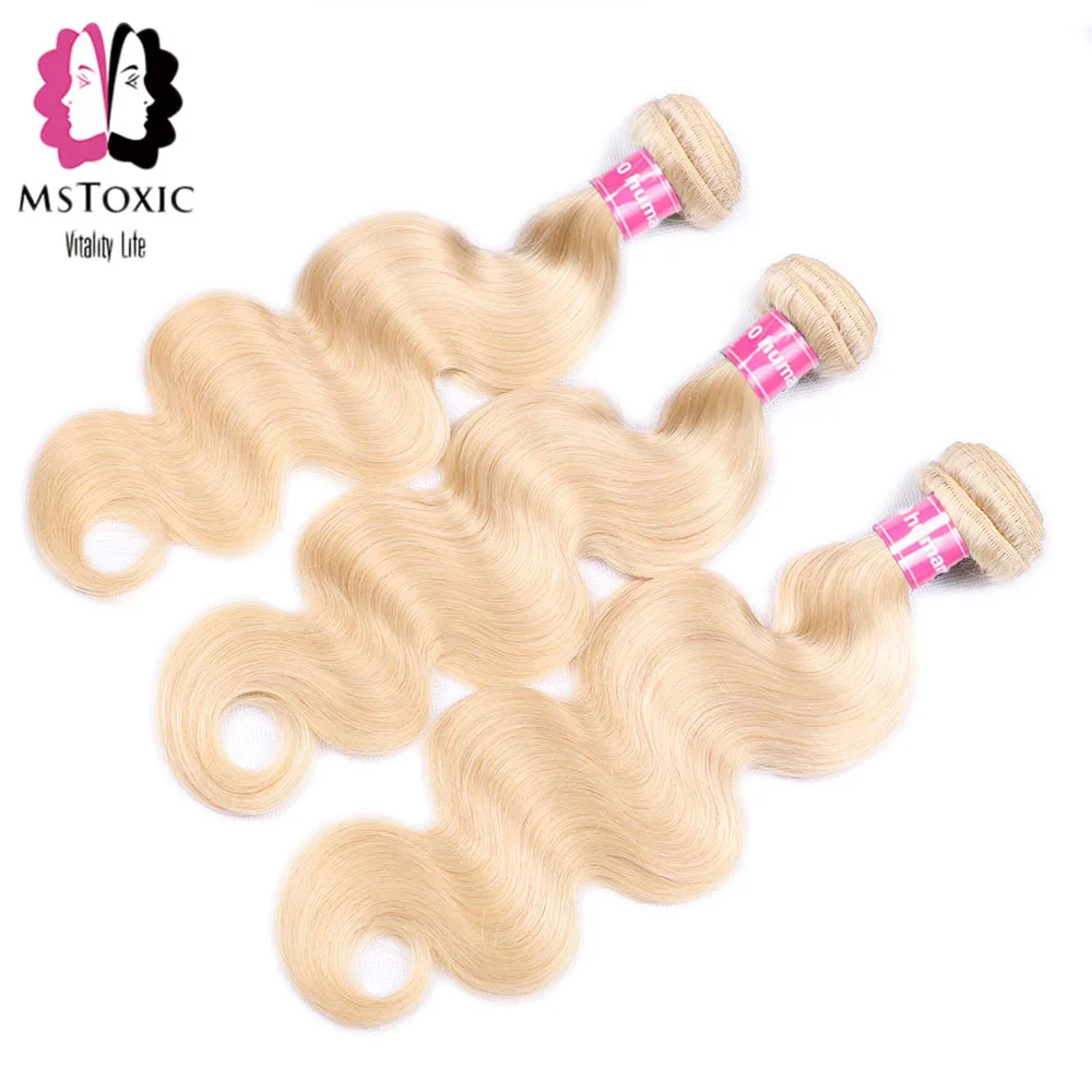 MSTOXIC 613 блонд объемные волнистые пучки с закрытием Remy человеческие волосы