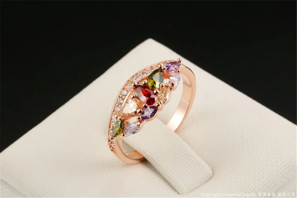 Dodo Exquisite 585 rose golden filled colorful flower ring AAA zircon fashion jewelry for women Party Cocktail rings DR216 (5)