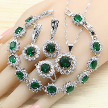Silver Color Jewelry Set for Women Green Semi-precious Bracelet Earrings Necklace Pendant Rings Wedding Jewelry Gift Box
Silver Color Jewelry Set for Women Green Semi-precious Bracelet Earrings Necklace Pendant Rings Wedding Jewelry Gift Box