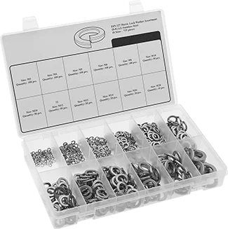 Split Lock Washer Assortment for Metric with 755 Pieces, 18-8 Stainless Steel,Sizes Included For M3 to M20 Screw Sizes
Split Lock Washer Assortment for Metric with 755 Pieces, 18-8 Stainless Steel,Sizes Included For M3 to M20 Screw Sizes