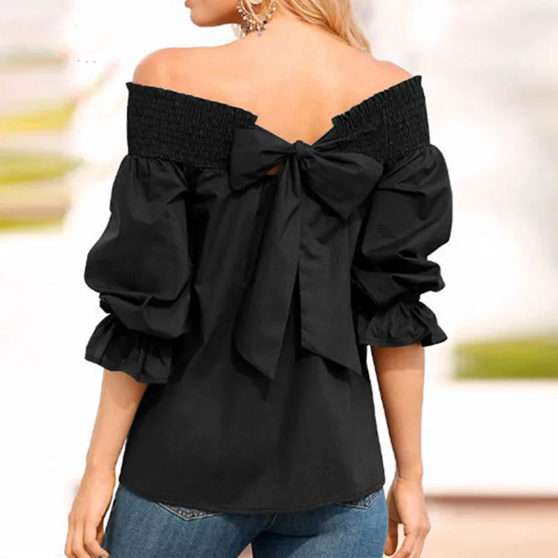 2019 Summer New Fashion Back Bow Blouses Shirts Off Shoulder Slash Neck Candy Color Solid Loose Strapless Blouse Tops Shirt
2019 Summer New Fashion Back Bow Blouses Shirts Off Shoulder Slash Neck Candy Color Solid Loose Strapless Blouse Tops Shirt