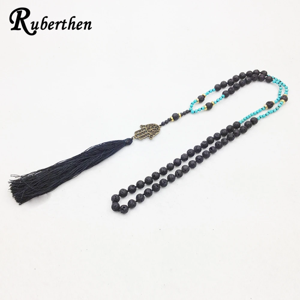 Ruberthen Hamsa Tassel Necklace Mala Beads Bohemian Necklace Black Lava Stone Aqua Tuquoise With Black Tassel Necklace
Ruberthen Hamsa Tassel Necklace Mala Beads Bohemian Necklace Black Lava Stone Aqua Tuquoise With Black Tassel Necklace