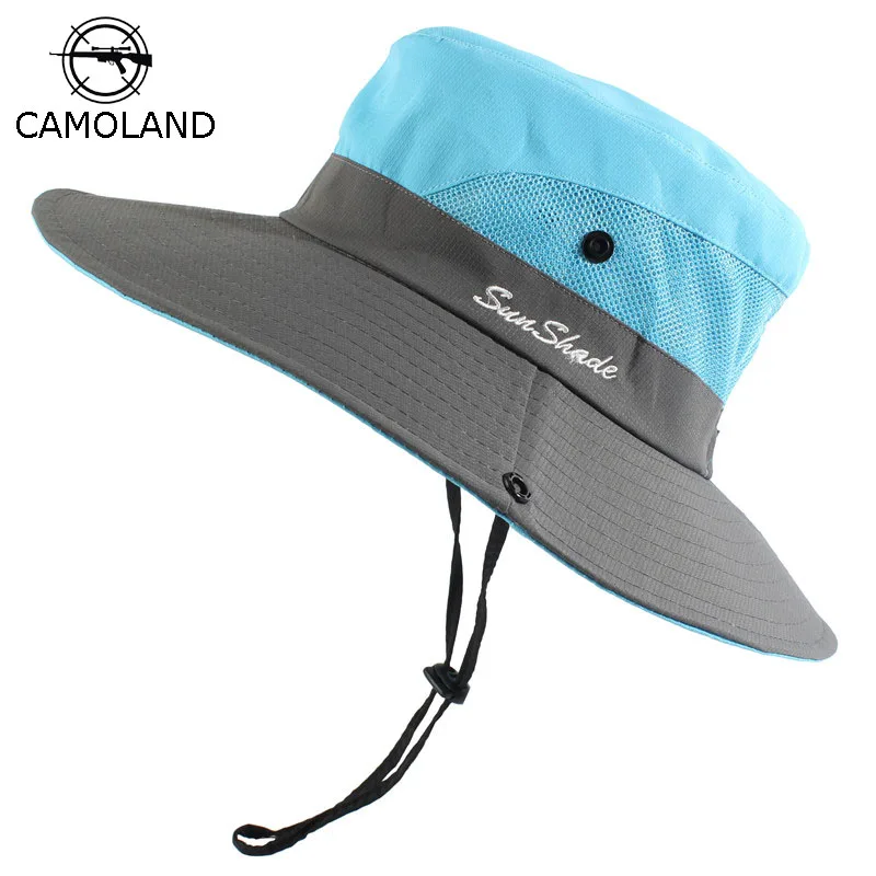 

Waterproof Bucket Hat Summer Men Women Sun Hat Fishing Boonie Hat UV Protection Wide Brim Bob Hiking Outdoor Ponytail Panama Hat