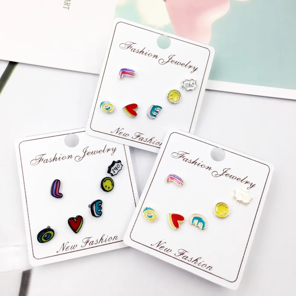 925 Silver Needle Earrings Women Korean Letter Smile Heart Stud Earring Set Wedding Bridal Gift Fashion Jewelry
925 Silver Needle Earrings Women Korean Letter Smile Heart Stud Earring Set Wedding Bridal Gift Fashion Jewelry