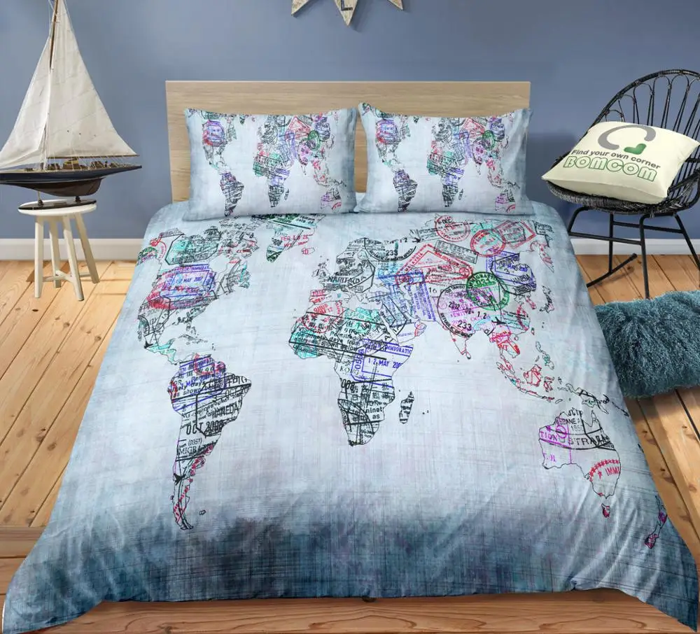 BOMCOM 3D Digital Printing map print Duvet cover set postmark map of the world Bedding Set 100% Microfiber
BOMCOM 3D Digital Printing map print Duvet cover set postmark map of the world Bedding Set 100% Microfiber