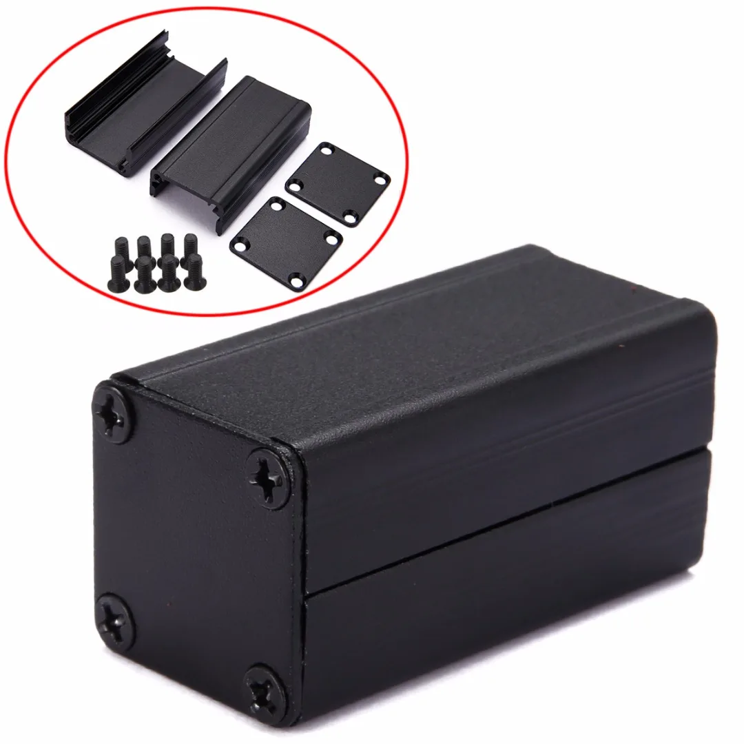 Durable 1 Pcs Extruded Aluminum Electronic Project Box Black DIY Power Supply Units Enclosure Case 50x25x25mm with 8 Screws