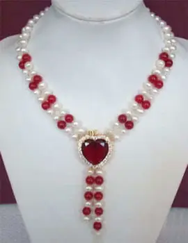 new Style Hot sale***New Fashion 2 Rows White Pearl & Red jade love Heart Jewelry Necklace Fashion Wedding Party Jewellery
new Style Hot sale***New Fashion 2 Rows White Pearl & Red jade love Heart Jewelry Necklace Fashion Wedding Party Jewellery