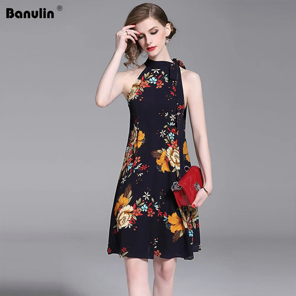 Banulin New Summer Adjustable strap Halter Party Dress Women Froal Print Casual Beach Dress Sleeveless Mini Dresses Vestido
Banulin New Summer Adjustable strap Halter Party Dress Women Froal Print Casual Beach Dress Sleeveless Mini Dresses Vestido