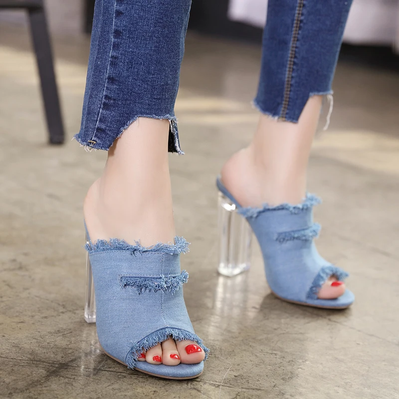 10cm Transparent Heels Summer Ladies Shoes With Heels Blue Cowboy Sandals For Women High Heel Slippers Casual Black Open Sandals
10cm Transparent Heels Summer Ladies Shoes With Heels Blue Cowboy Sandals For Women High Heel Slippers Casual Black Open Sandals