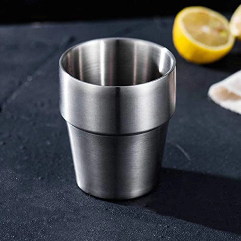

Stainless Steel Mugs Double Wall Insulation Coffee Tea Beer Beverage Cup For Home Outdoor Camping Hiking 300Ml 4Pcs
