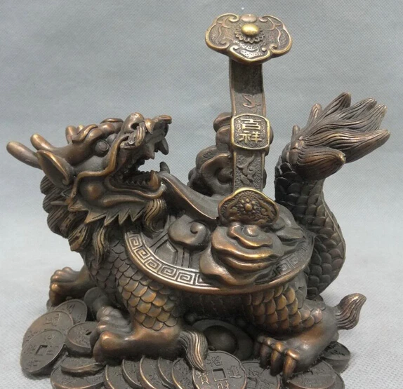 JP S0606 Chinese Bronze Animals FengShui Wealth Coin RuYi Shou Dragon Turtle Statue
JP S0606 Chinese Bronze Animals FengShui Wealth Coin RuYi Shou Dragon Turtle Statue