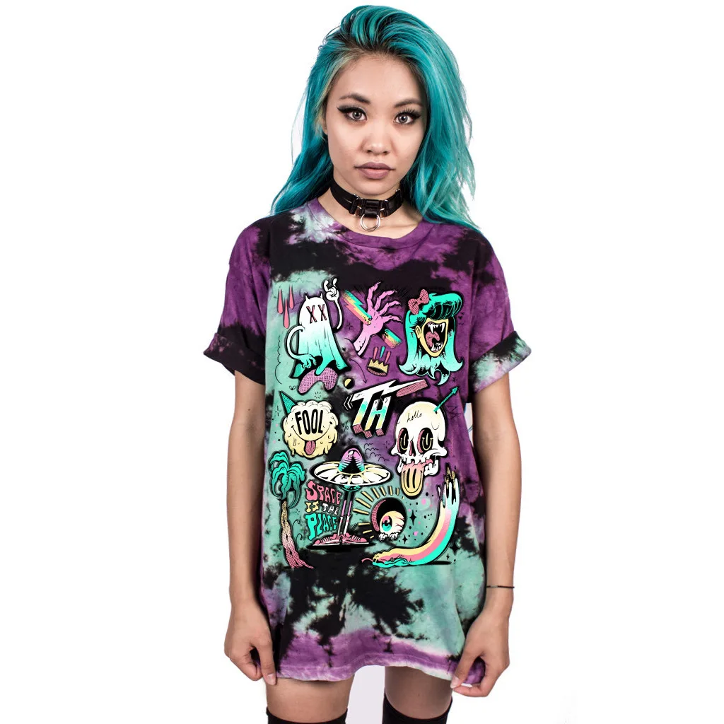 Women's T-Shirt Short Sleeve Color Print Tops Halloween Costume Spoof Alien Print Top Clothing 2018 Fashion T-shirt streetwear
Women's T-Shirt Short Sleeve Color Print Tops Halloween Costume Spoof Alien Print Top Clothing 2018 Fashion T-shirt streetwear