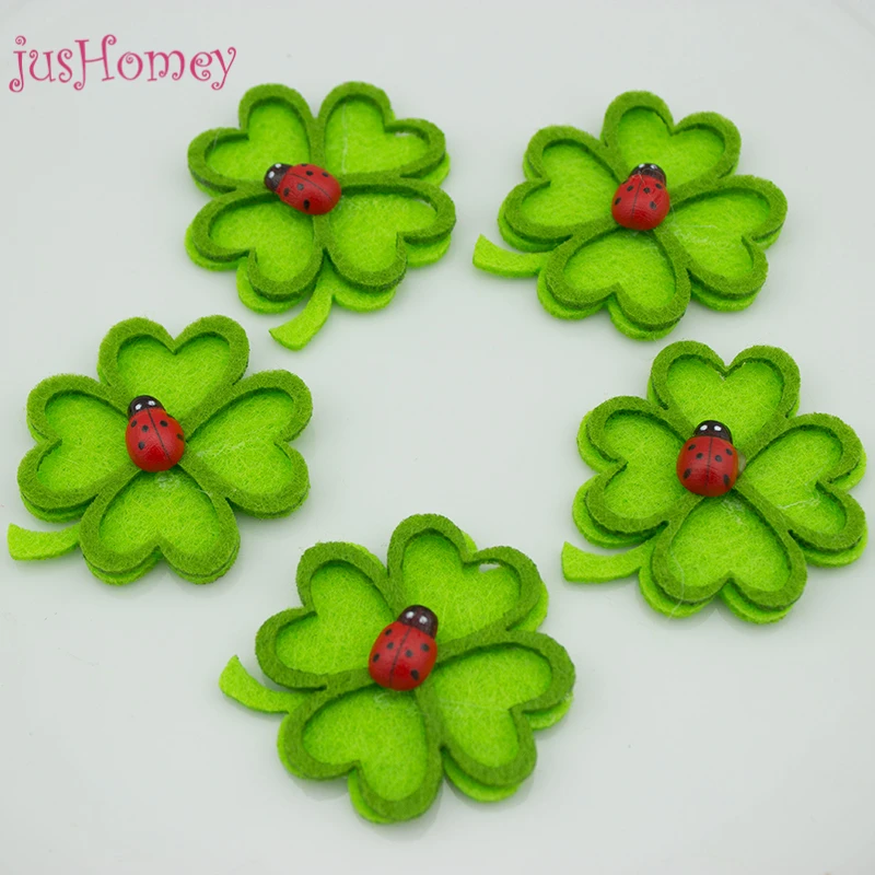100pcs Die Cut Four-leaf Clover Patches w/ Wood Ladybug Appliques 45x50mm Non-woven Clover Patches for St. Patrick Day DIY Craft
100pcs Die Cut Four-leaf Clover Patches w/ Wood Ladybug Appliques 45x50mm Non-woven Clover Patches for St. Patrick Day DIY Craft