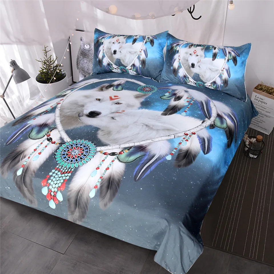 Couple Bedding BlessLiving Wolves Set Native American Wolf Duvet Cover Tribal Animal Galaxy Bed Set Heart Dreamcatcher Bedspread
Couple Bedding BlessLiving Wolves Set Native American Wolf Duvet Cover Tribal Animal Galaxy Bed Set Heart Dreamcatcher Bedspread