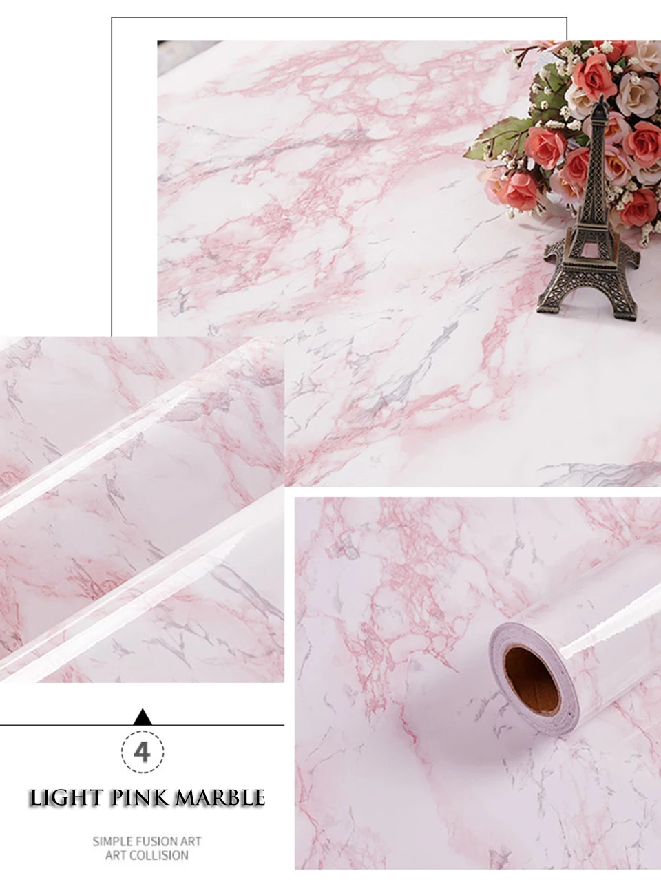 Marble Vinyl Film Self Adhesive Wallpaper for Bathroom Kitchen Cupboard Countertops Contact Paper PVC Waterproof Wall Stickers 10