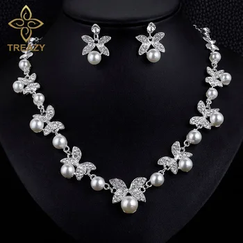 TREAZY Elegant Flower Bridal Jewelry Set Silver Color Simulated Pearl Crystal Necklace Earrings Bride Wedding Jewelry Sets
TREAZY Elegant Flower Bridal Jewelry Set Silver Color Simulated Pearl Crystal Necklace Earrings Bride Wedding Jewelry Sets