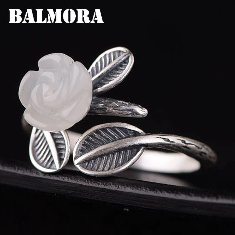 BALMORA 100% Real 990 Pure Silver Chalcedony & Flower Elegant Open Rings for Women Retro Fashion Jewelry Anillos TRS22302
BALMORA 100% Real 990 Pure Silver Chalcedony & Flower Elegant Open Rings for Women Retro Fashion Jewelry Anillos TRS22302