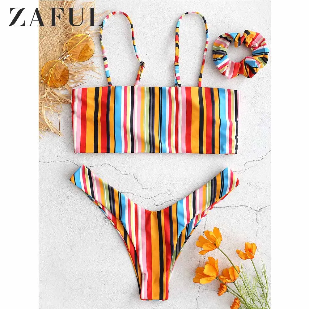 ZAFUL Colorful Striped Cami Crop Top With Headband High Leg Briefs Women Set Summer Beachwear Women Rainbow Two Piece Set 2019
ZAFUL Colorful Striped Cami Crop Top With Headband High Leg Briefs Women Set Summer Beachwear Women Rainbow Two Piece Set 2019