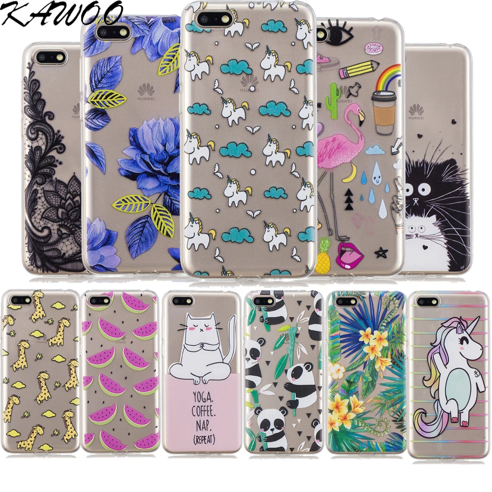 Slim Animal Fruit Patterned Ultra Thin Clear Soft Silicone Case Cover For Huawei Y5 2018 TPU Gel Snap On Capa Coque For Y5 Prime1