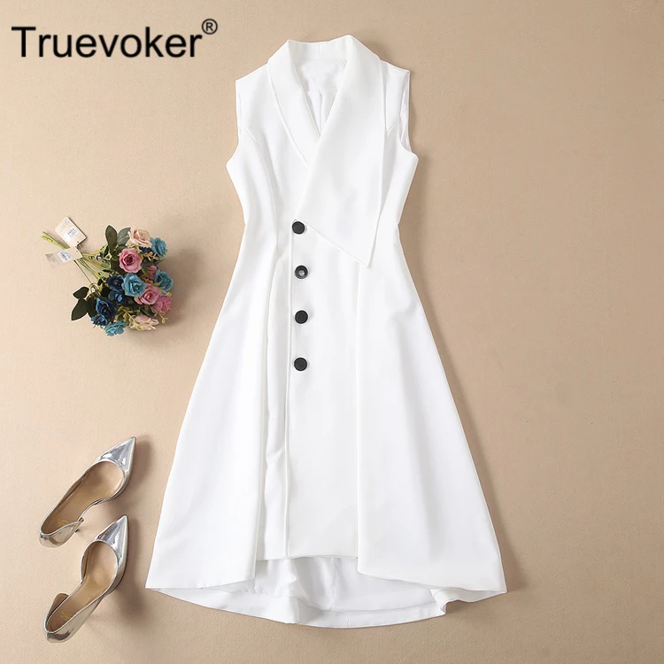 Truevoker Spring Designer Dress Women's High Quality Sleeveless Turn Down Collar Pure White Mid Calf Vest Dress
Truevoker Spring Designer Dress Women's High Quality Sleeveless Turn Down Collar Pure White Mid Calf Vest Dress